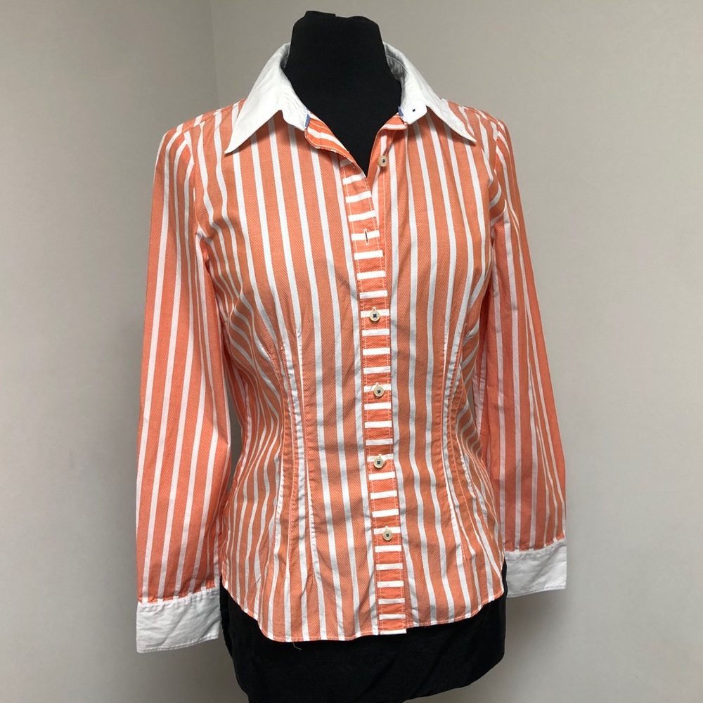 Tommy Hilfiger Creamsicle Orange Stripe Fitted Top